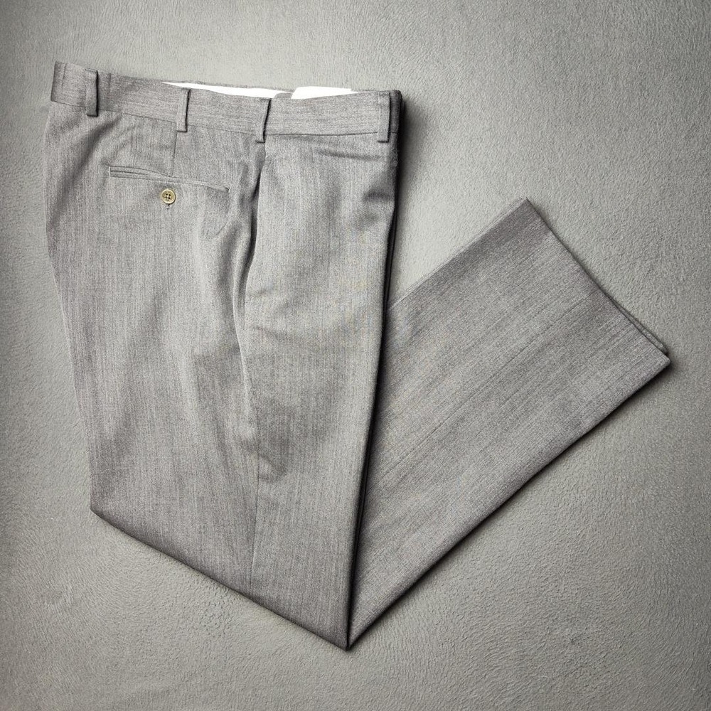 Brooks Brothers Pants Mens 37x30 Gray Madison Wool Dress Trousers Flat Front